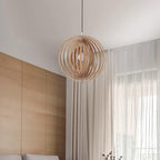 Pendant Lamp Wood Rings Sphere Organic Minimalist Ambient