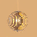 Pendant Lamp Wood Rings Sphere Organic Minimalist Ambient