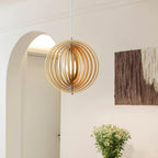 Pendant Lamp Wood Rings Sphere Organic Minimalist Ambient