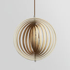 Pendant Lamp Wood Rings Sphere Organic Minimalist Ambient