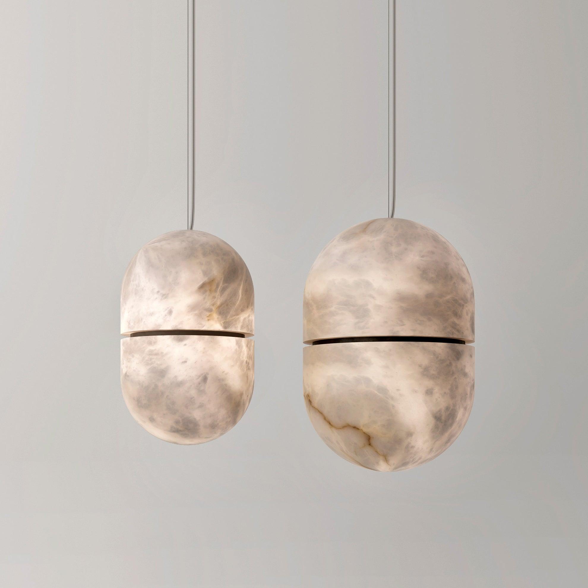 Strata Alabaster Pendant Light Capsule-shaped