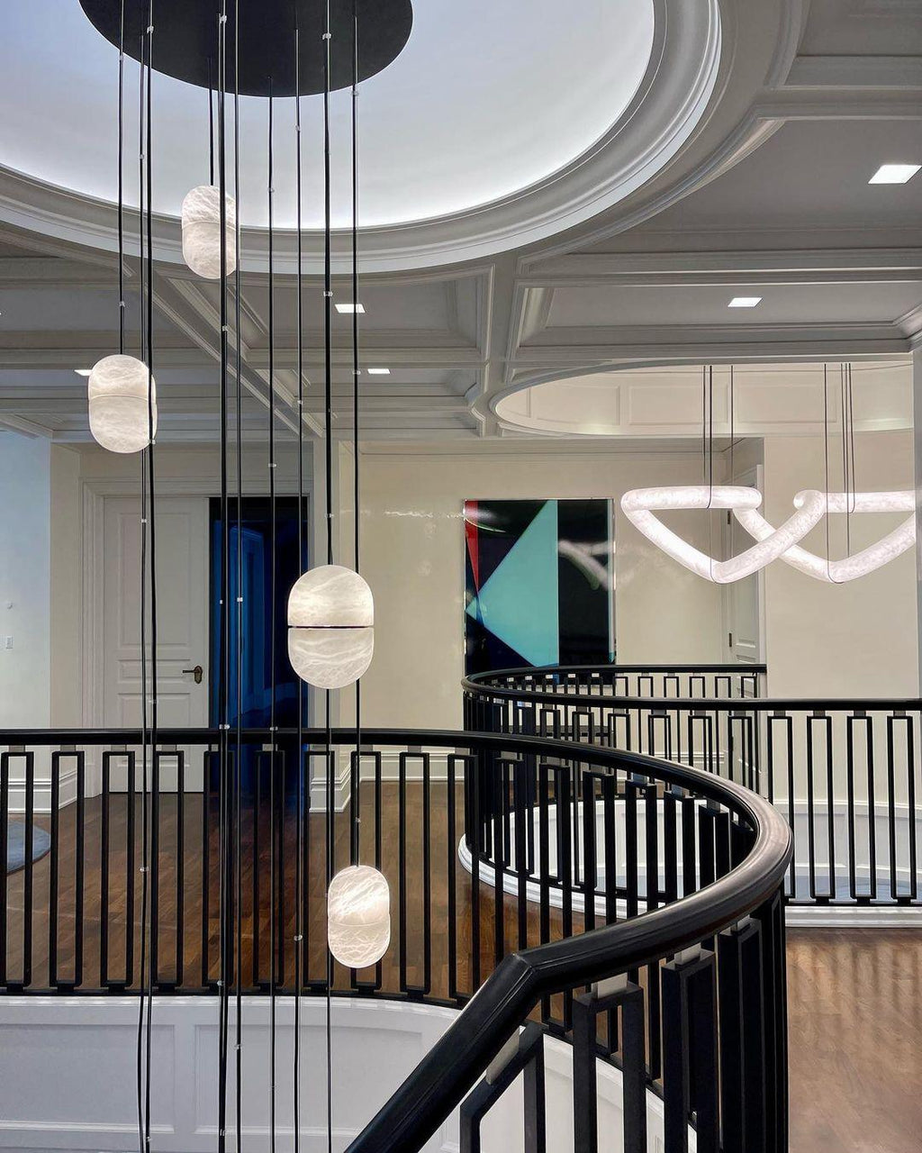 Strata Alabaster Pendant Light Capsule-shaped