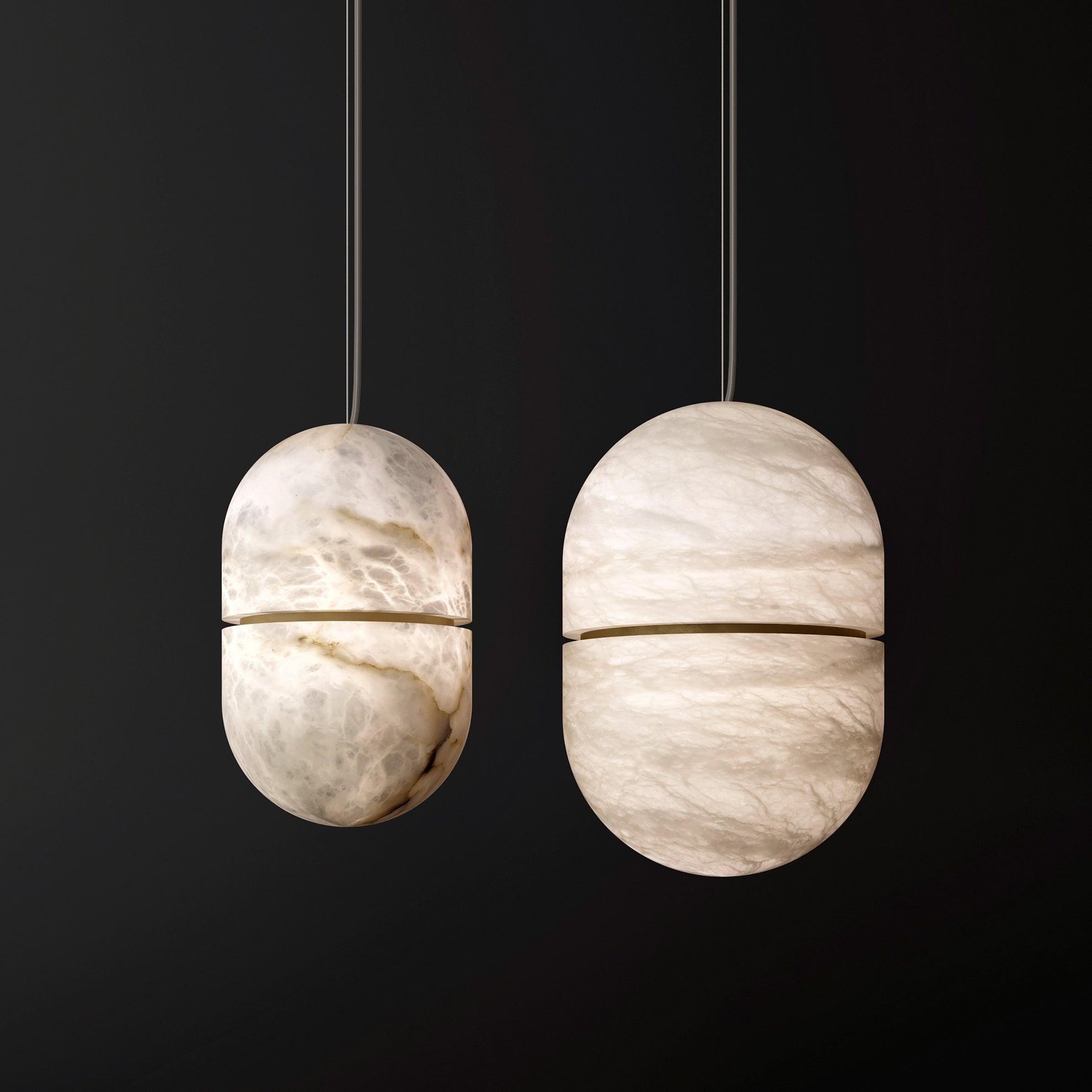 Strata Alabaster Pendant Light Capsule-shaped