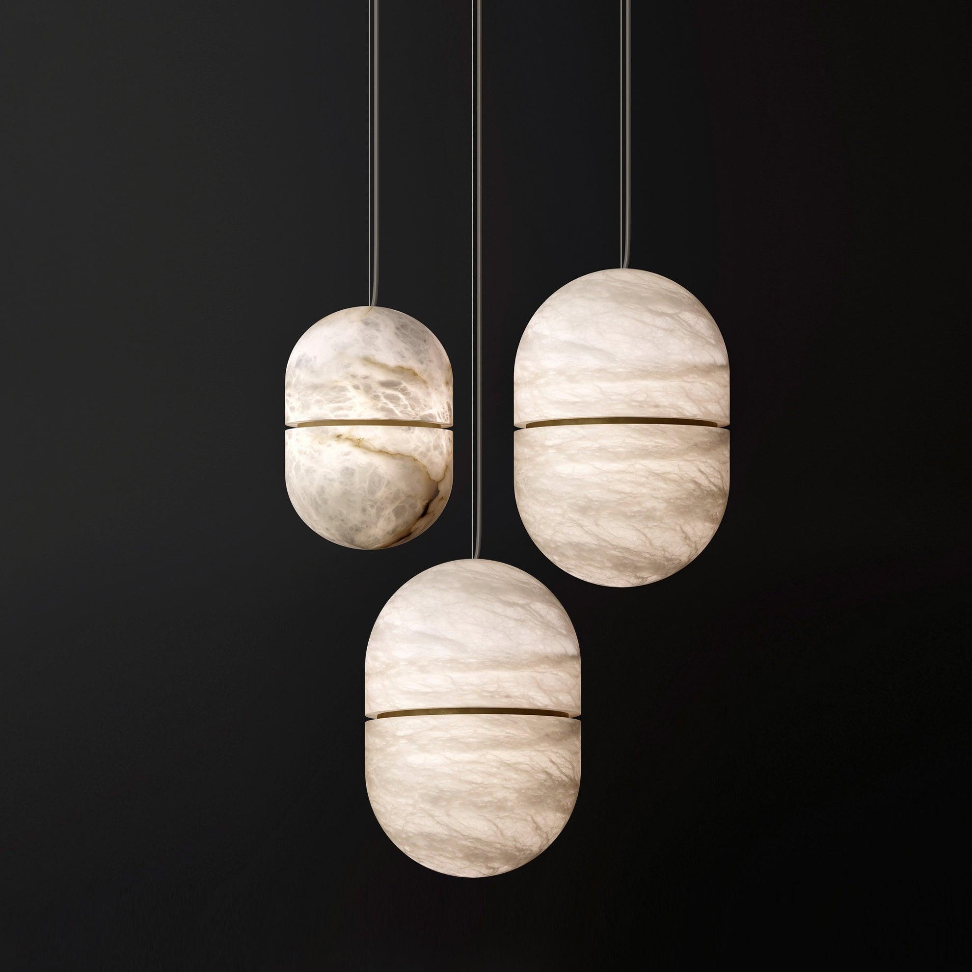 Strata Alabaster Pendant Light Capsule-shaped