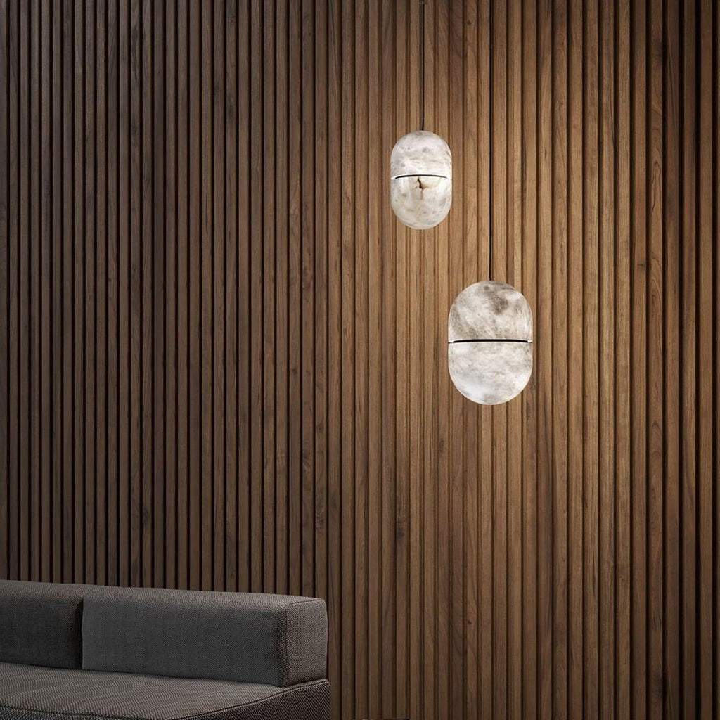 Strata Alabaster Pendant Light Capsule-shaped