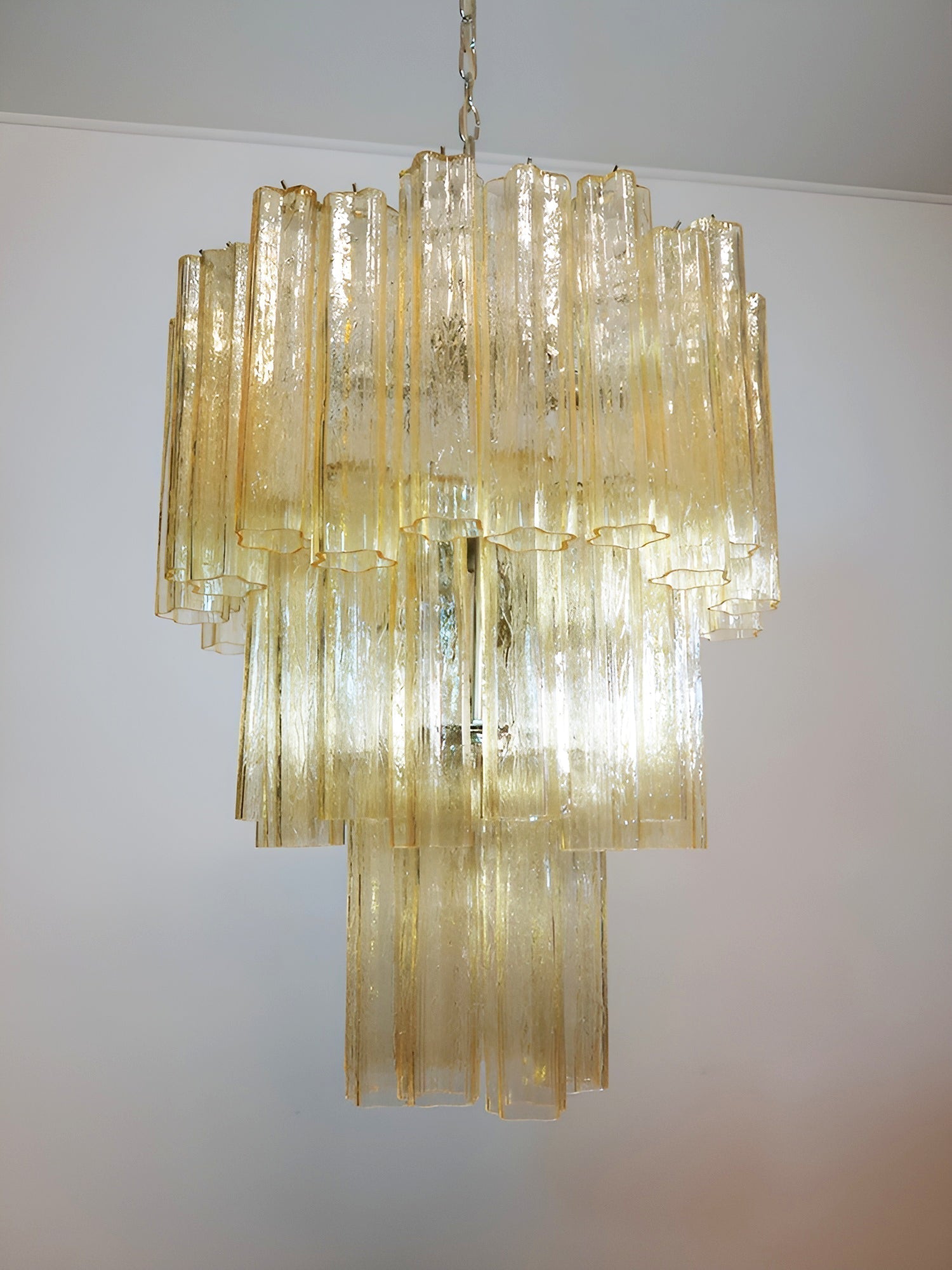 Aurora Chandelier Yellow Glass Tube Tiered Warm