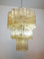 Aurora Chandelier Yellow Glass Tube Tiered Warm