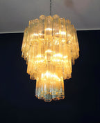 Aurora Chandelier Yellow Glass Tube Tiered Warm