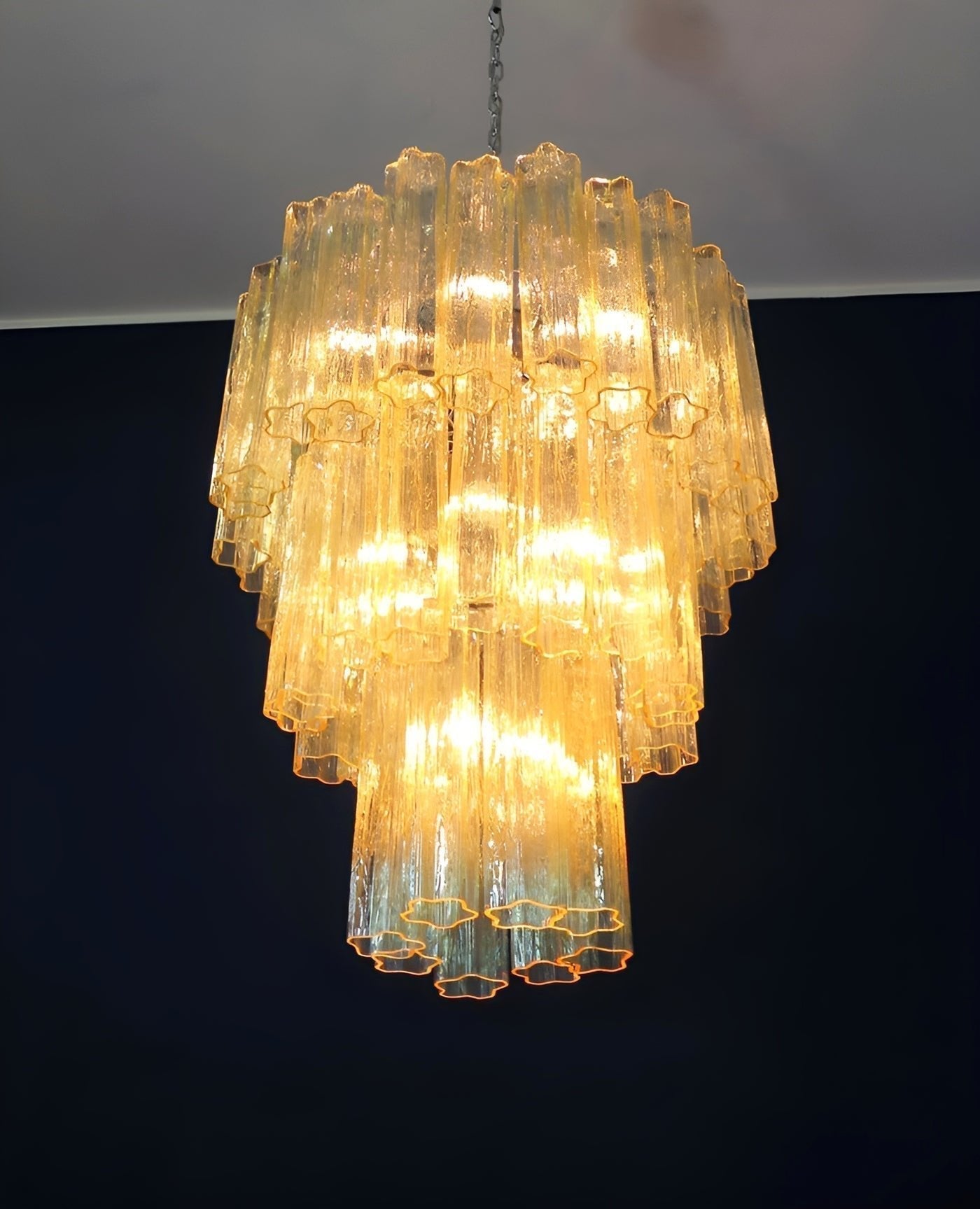 Aurora Chandelier Yellow Glass Tube Tiered Warm
