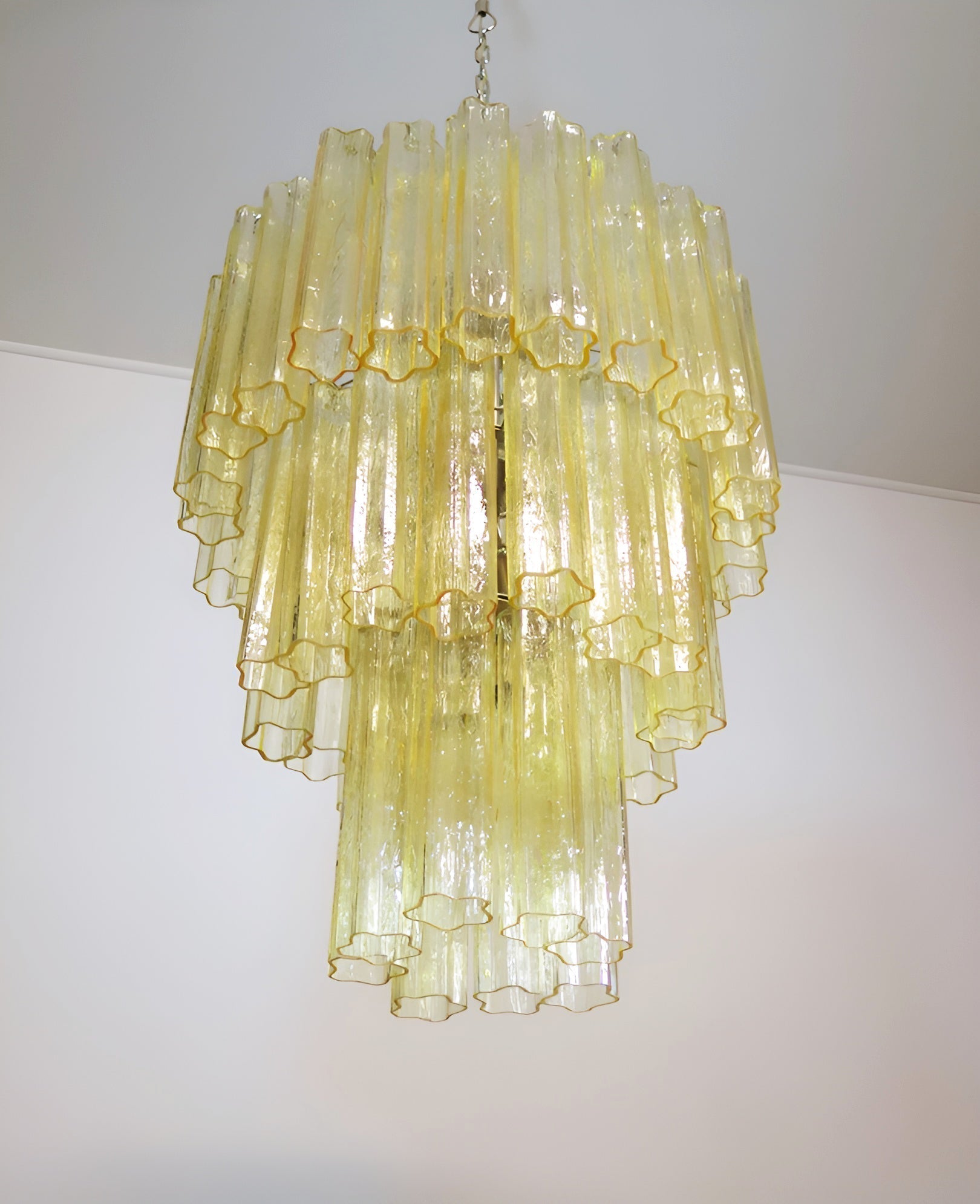 Aurora Chandelier Yellow Glass Tube Tiered Warm