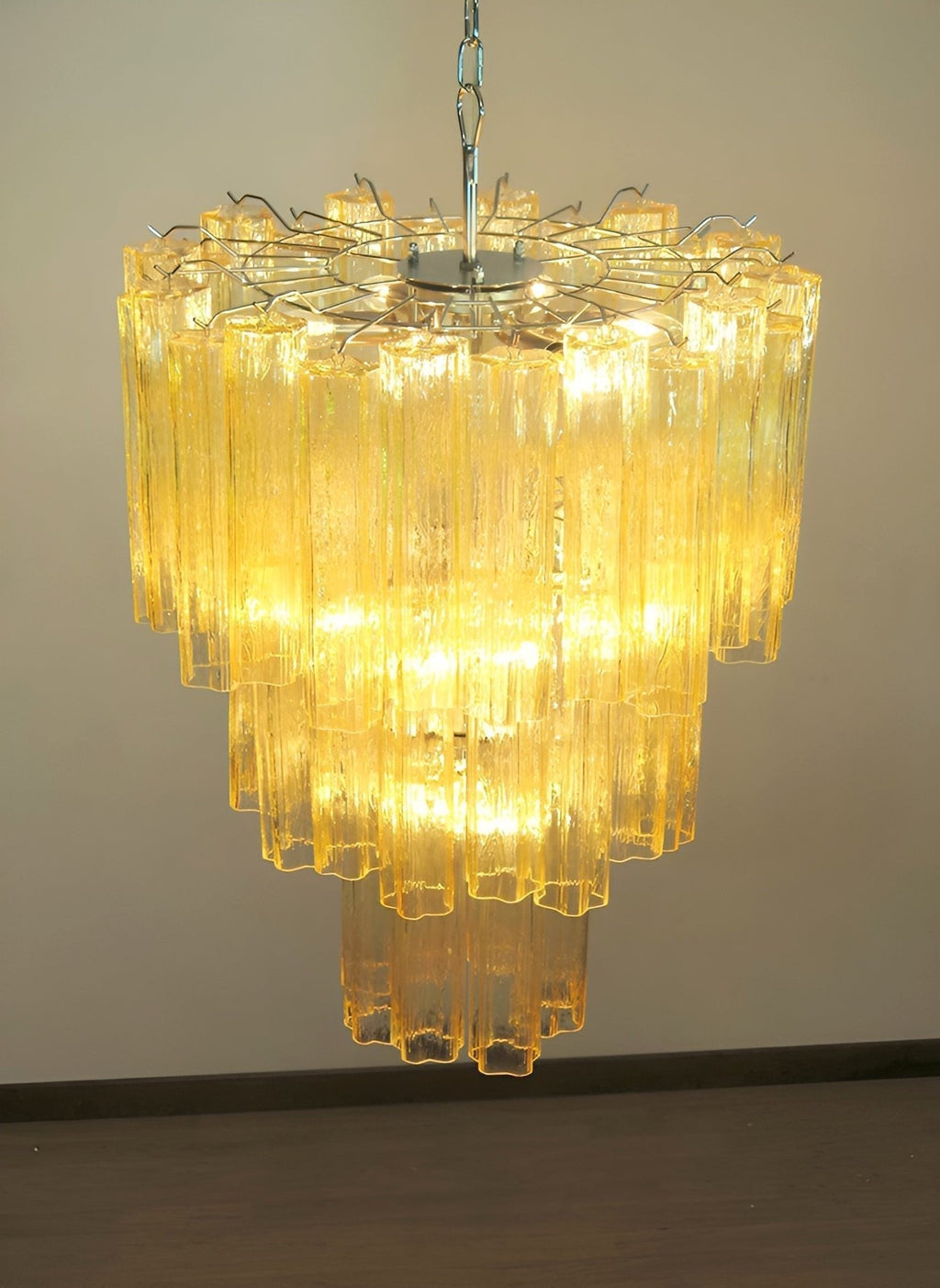 Aurora Chandelier Yellow Glass Tube Tiered Warm