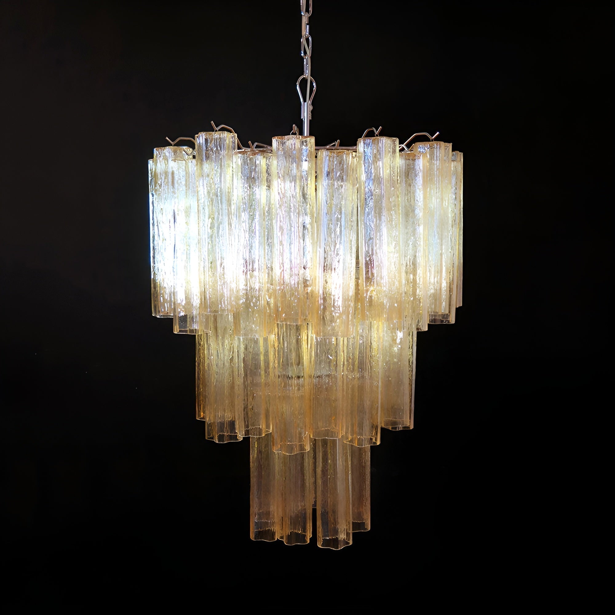 Aurora Chandelier Yellow Glass Tube Tiered Warm