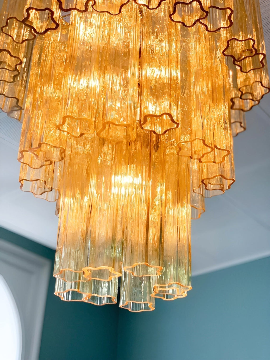 Aurora Chandelier Yellow Glass Tube Tiered Warm