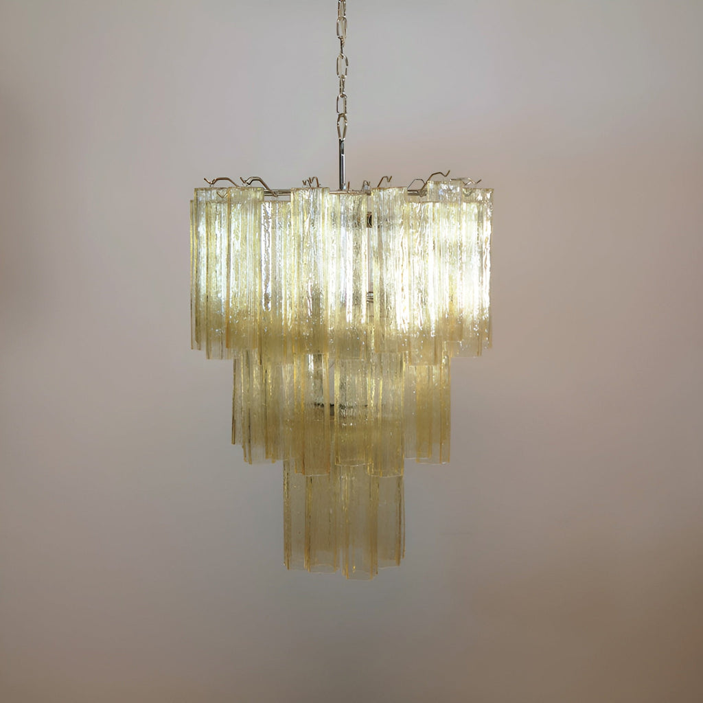 Aurora Chandelier Yellow Glass Tube Tiered Warm