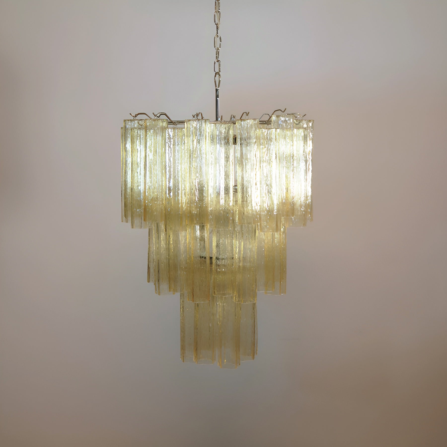 Aurora Chandelier Yellow Glass Tube Tiered Warm