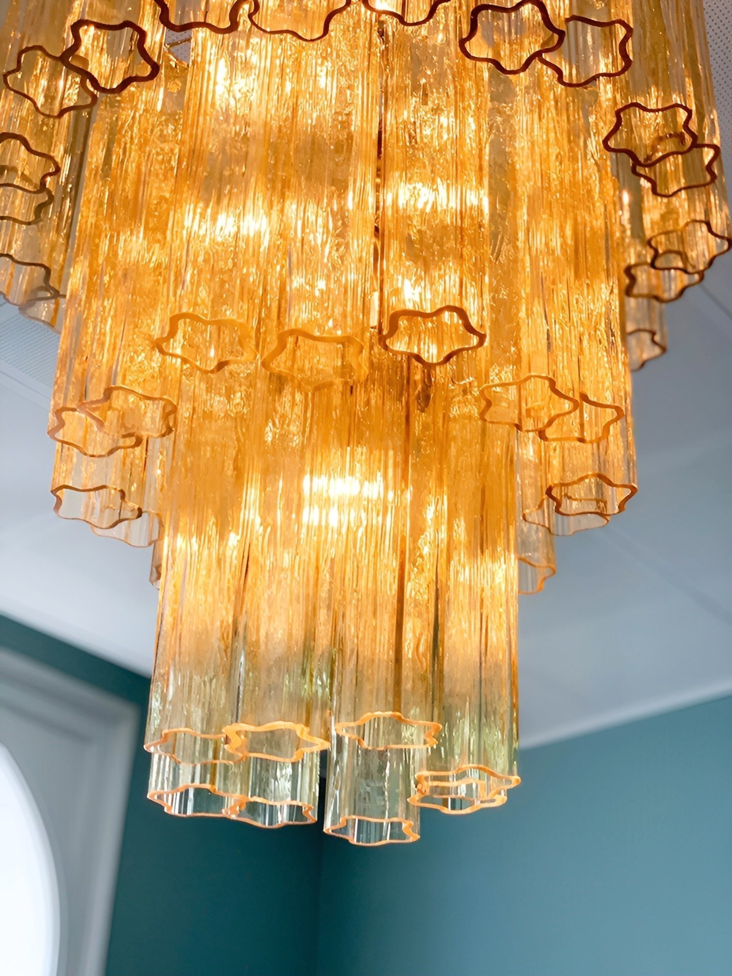 Aurora Chandelier Yellow Glass Tube Tiered Warm