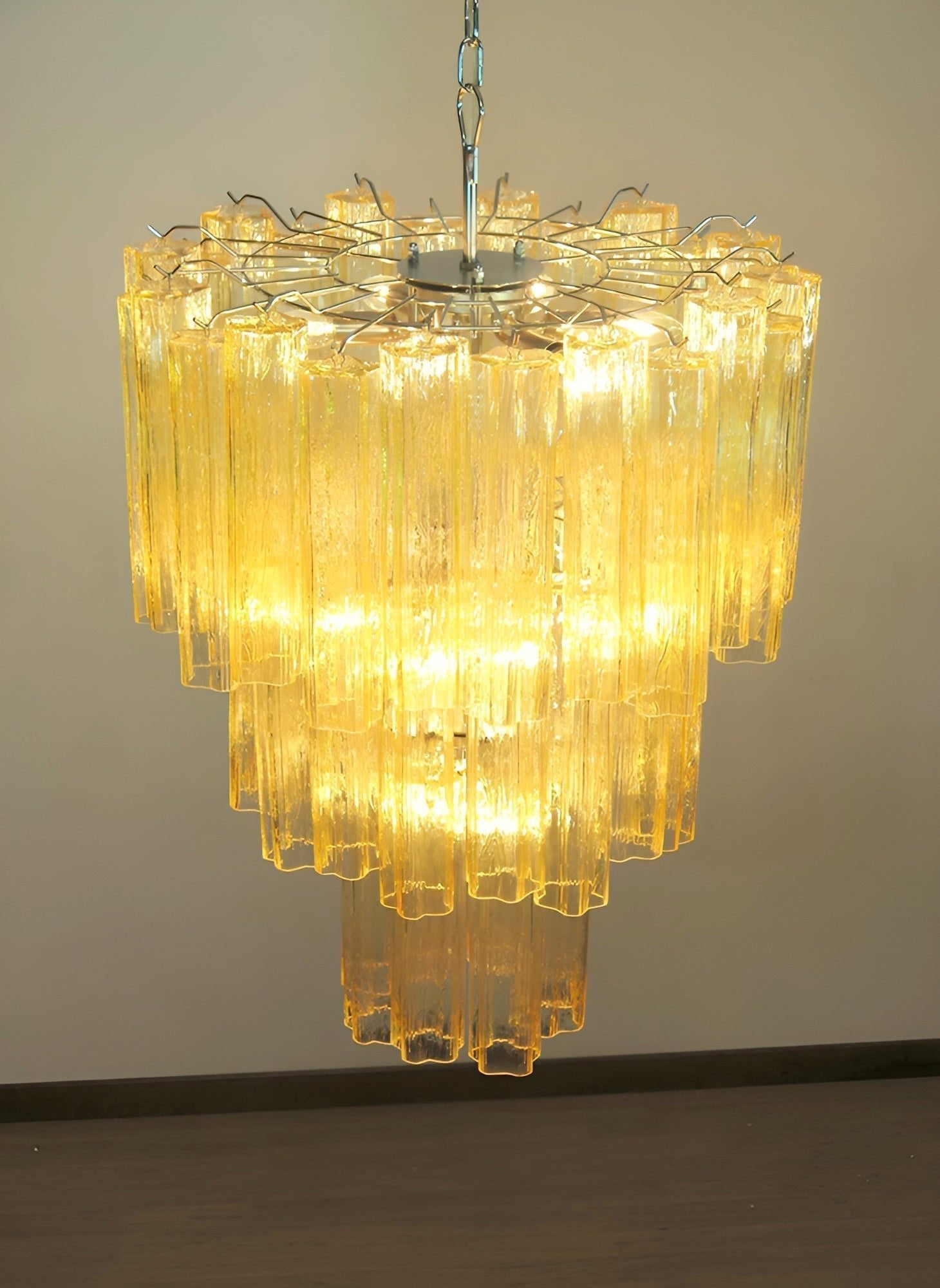 Aurora Chandelier Yellow Glass Tube Tiered Warm