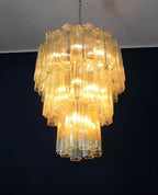 Aurora Chandelier Yellow Glass Tube Tiered Warm