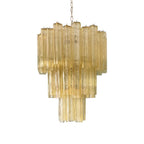 Aurora Chandelier Yellow Glass Tube Tiered Warm