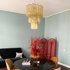Aurora Chandelier Yellow Glass Tube Tiered Warm
