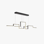 Arisha Designer Linear Metal Pendant Light, Black/Gold