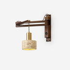 Wall Lamp with Travertine Cylinder Shade for Minimalist Ambiance