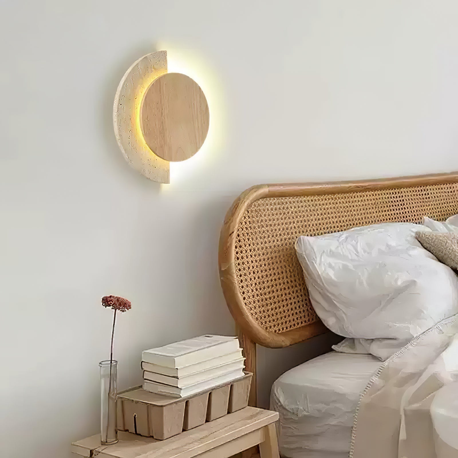 Coraeen Wall Light Demi-Lune in Travertine - Kingsley Beaumont