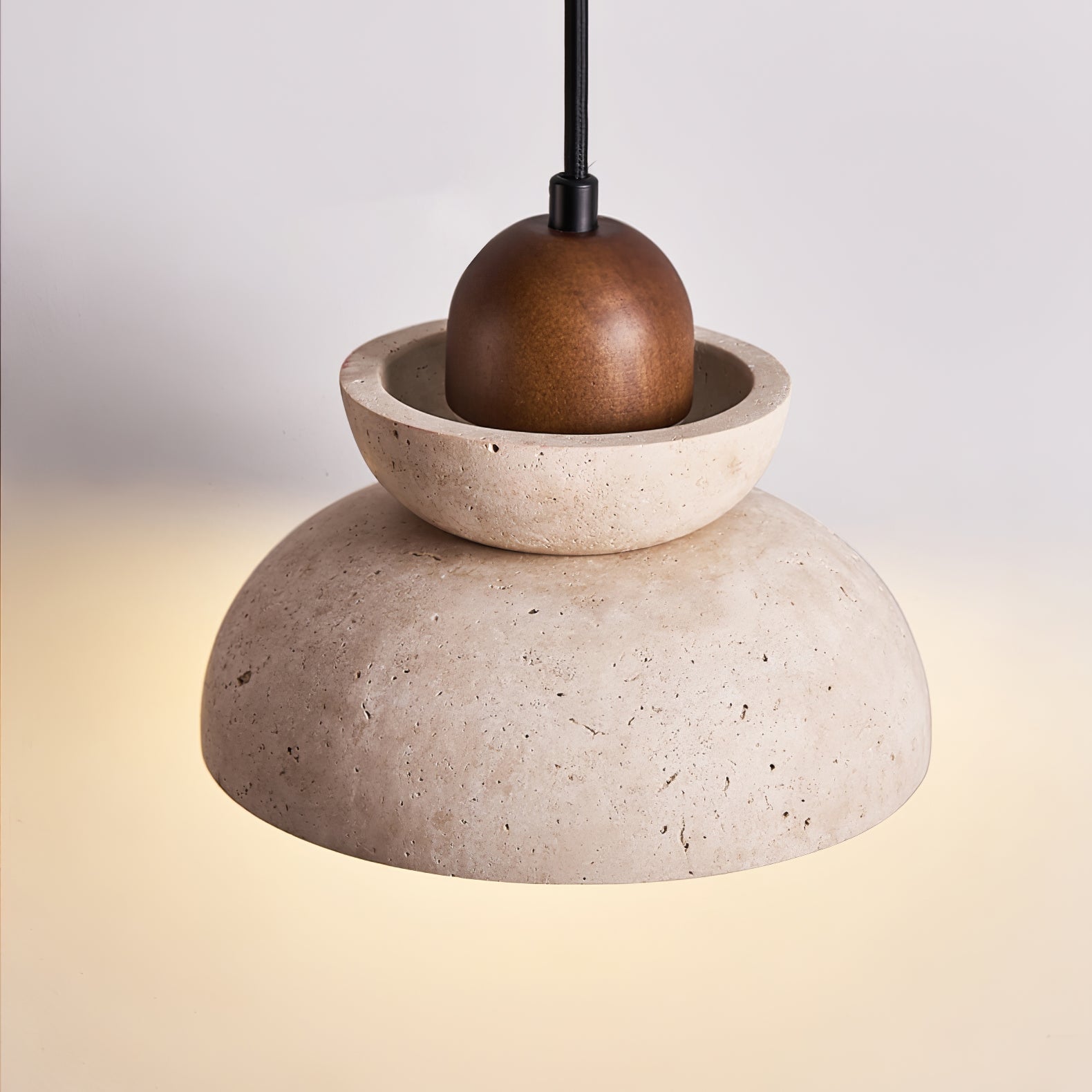 Zophaos Tiered-Cloche Travertine Pendant Light - Kingsley Beaumont