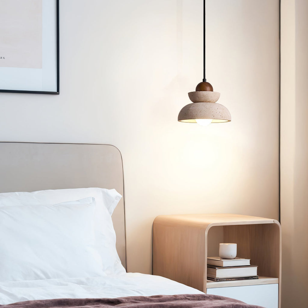 Zophaos Tiered-Cloche Travertine Pendant Light - Kingsley Beaumont