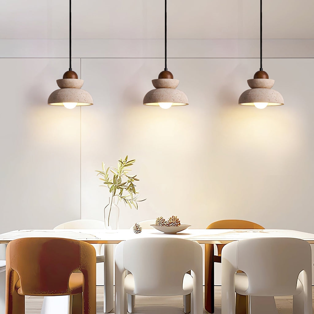 Zophaos Tiered-Cloche Travertine Pendant Light - Kingsley Beaumont