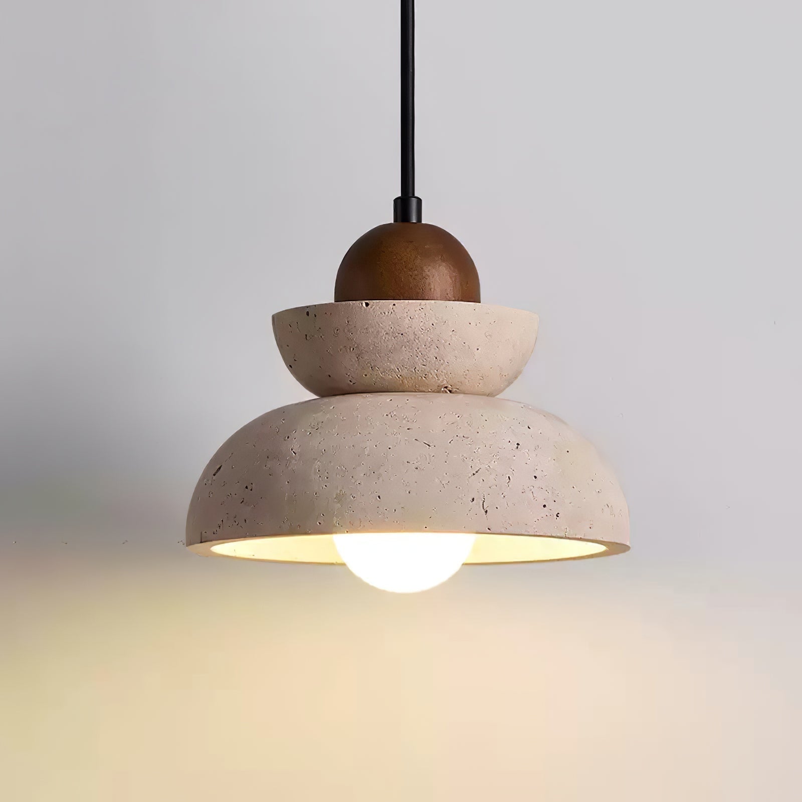 Zophaos Tiered-Cloche Travertine Pendant Light - Kingsley Beaumont
