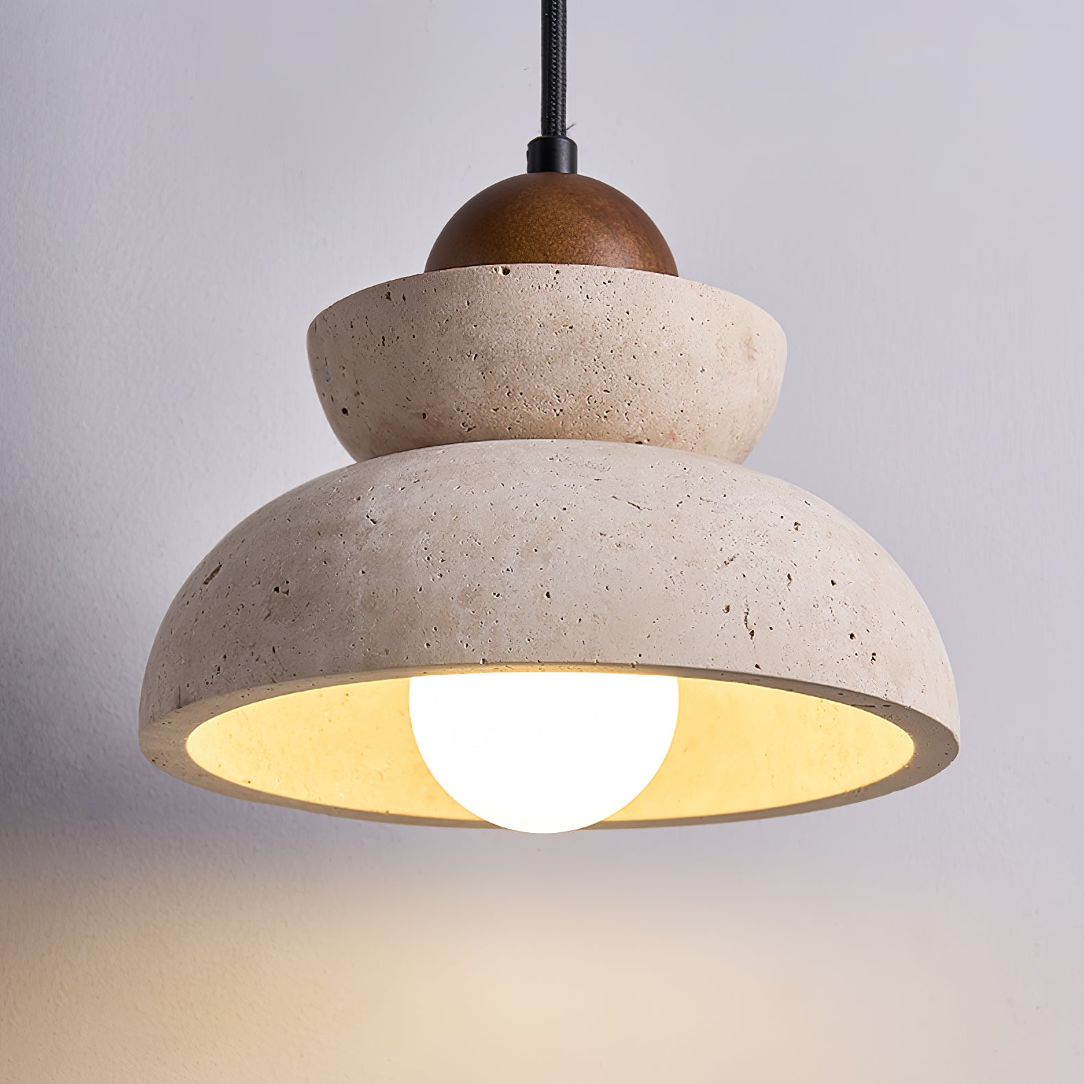 Zophaos Tiered-Bell Travertine Pendant Light