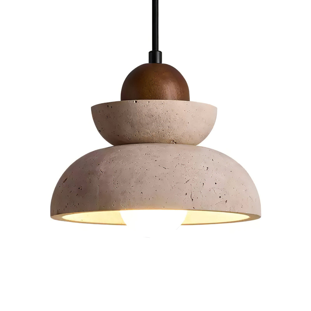 Zophaos Tiered-Cloche Travertine Pendant Light - Kingsley Beaumont