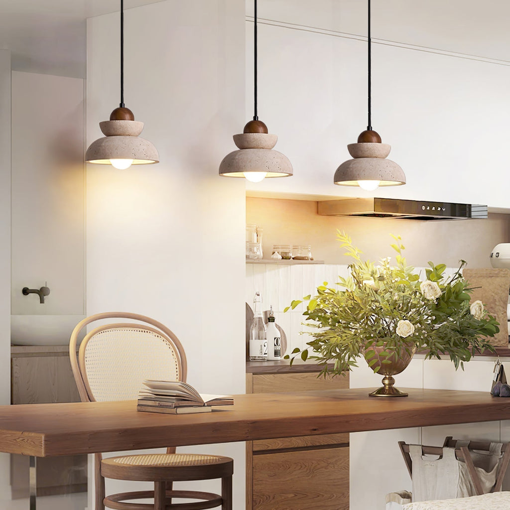 Zophaos Tiered-Cloche Travertine Pendant Light - Kingsley Beaumont
