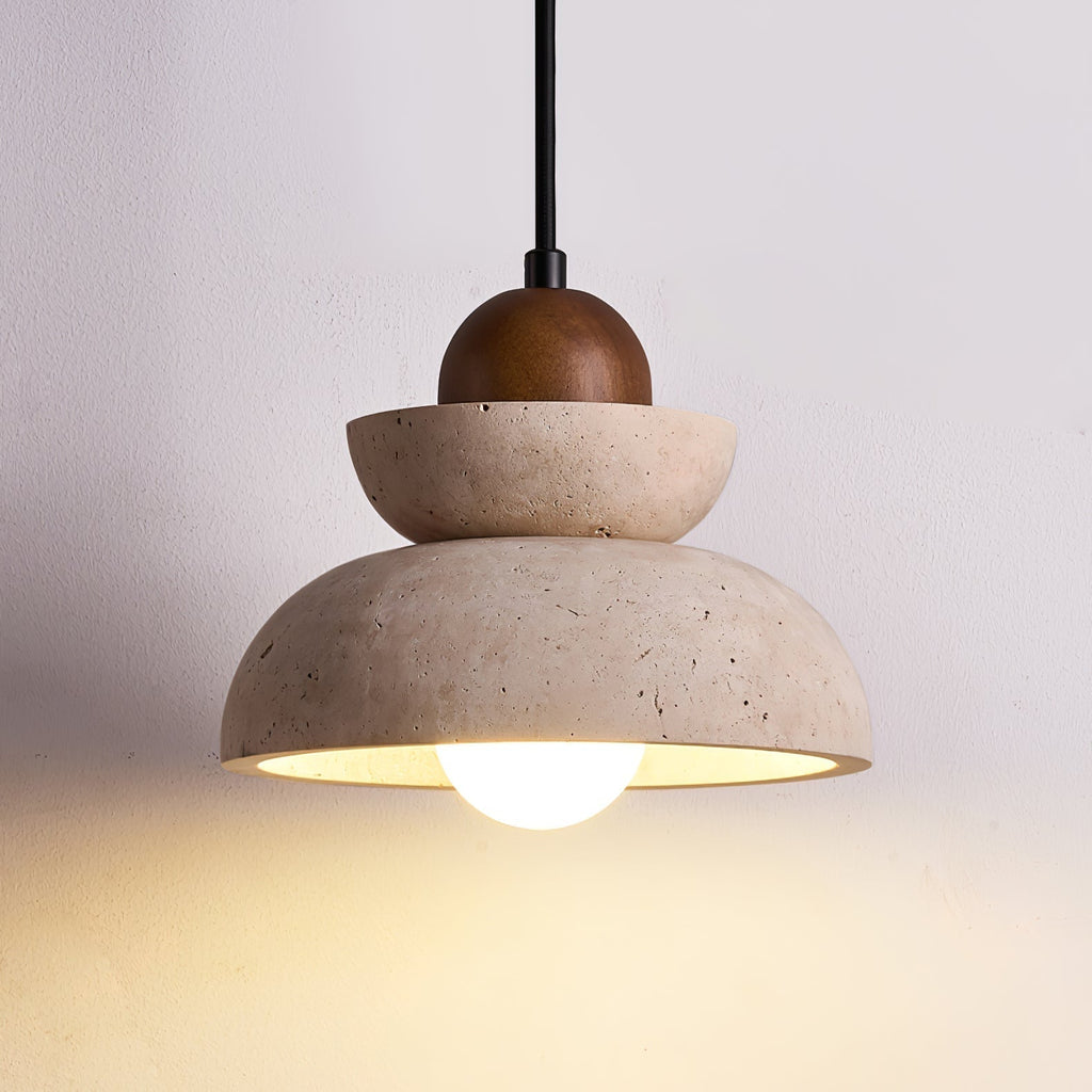 Zophaos Tiered-Bell Travertine Pendant Light