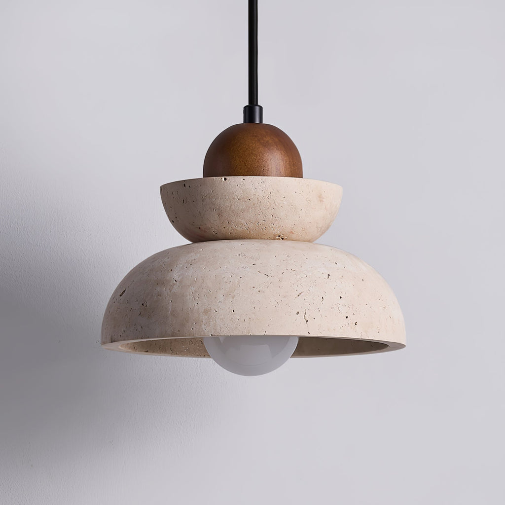 Zophaos Tiered-Bell Travertine Pendant Light