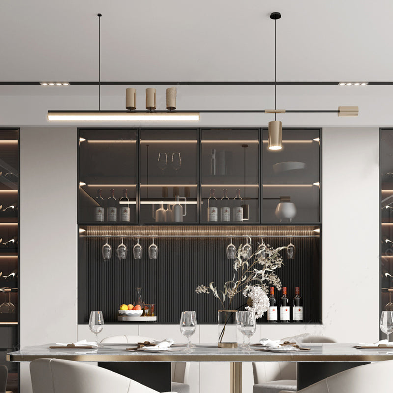 Arisha Modern Minimalist Liner  Pendant Light, Gold/Black 5 Head