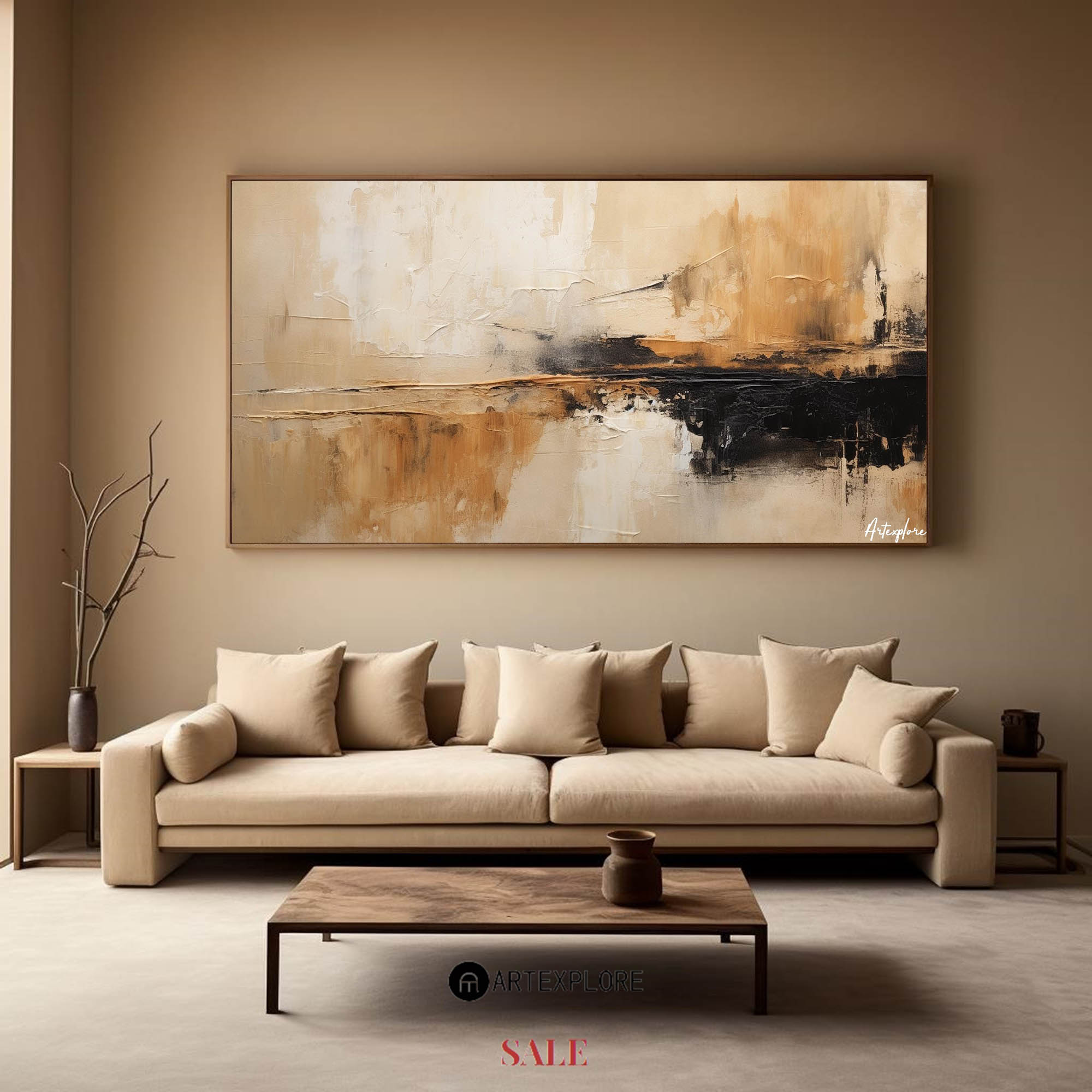 Earthy Abstract Landscape Reflection Painting