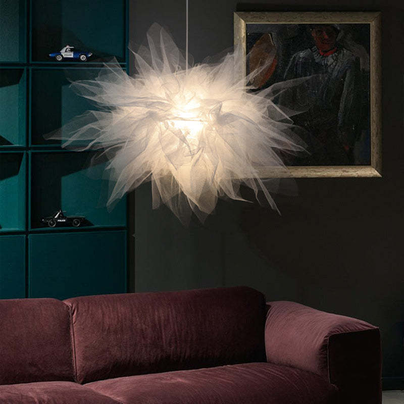 Arisha Modern Flower Fabric Pendant Light, Bedroom, White