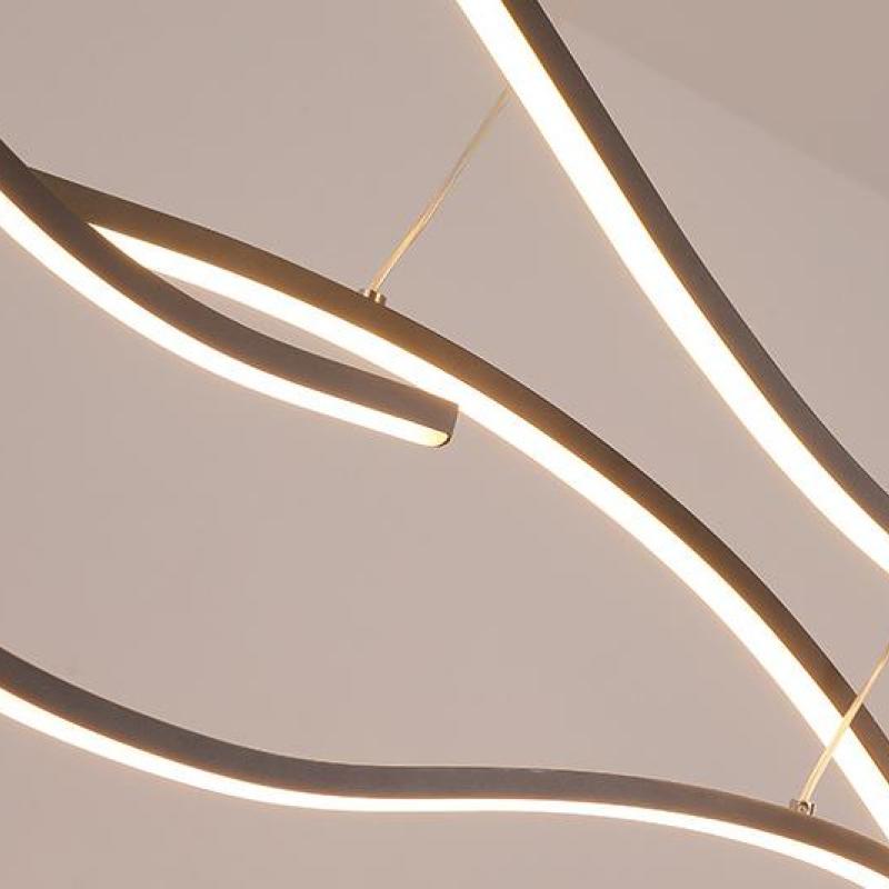 Arisha Curved Linear Pendant Light, Black/Gold