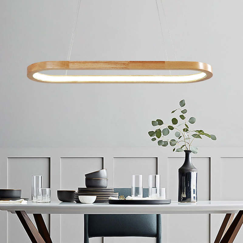 Veon Contemporary Oval Wooden Pendant Light - product image 2