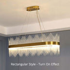 Kristy Modern Round/Rectangular Chain Chandelier, Gold