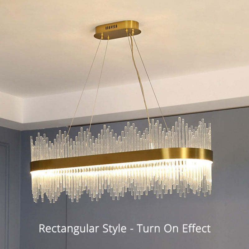 Kristy Modern Round/Rectangular Chain Chandelier, Gold