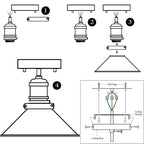 Austin Industrial Cone Metal Ceiling Light, Black