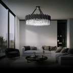 Kristy Industrial Cylindrical Crystal/Metal Chandeliers Black Living Room