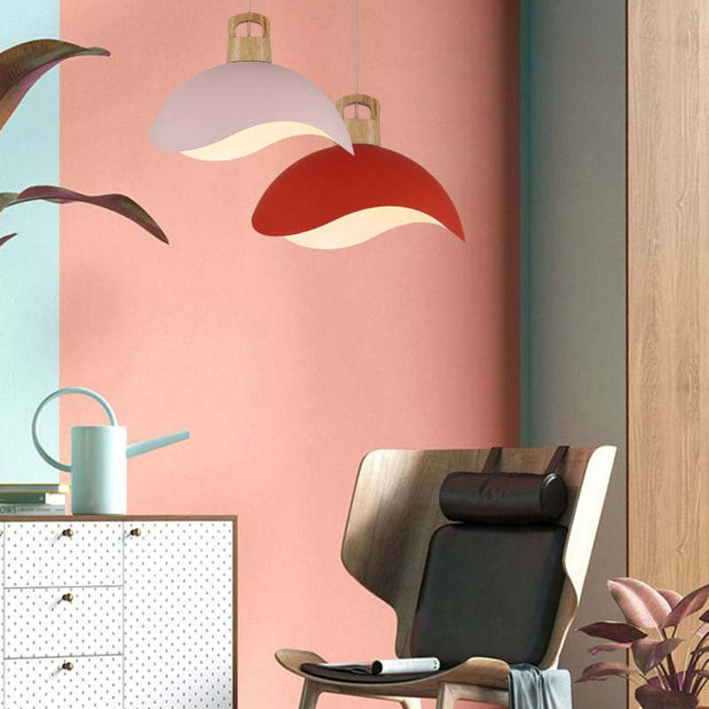 Valentina Colorful Shade Single Pendant Lights, Wood & Metal