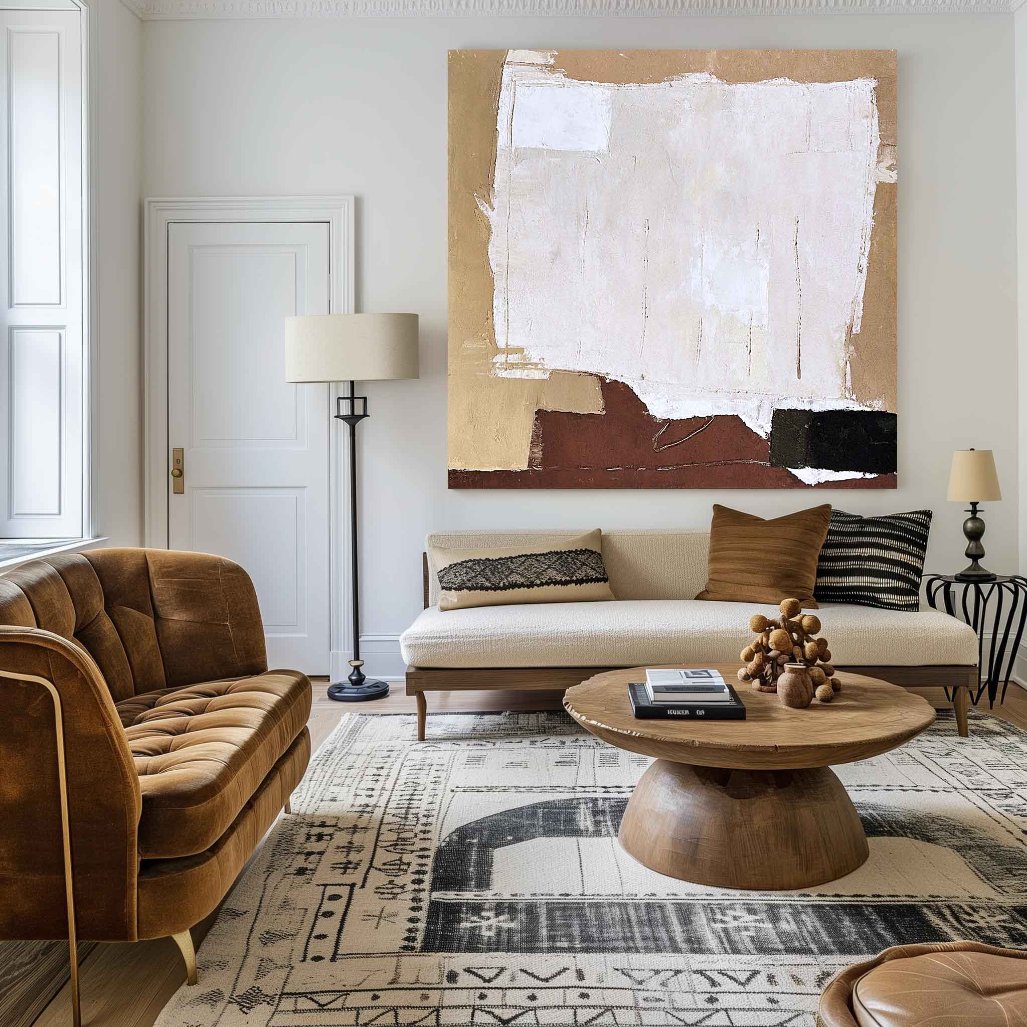 Earthy Minimalist Abstract Painting Square