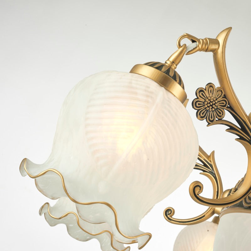 Arisha Vintage Flower shape Metal&Glass Modern Wall Lamp, White/Bronze