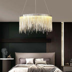 Arisha Tassel Chain Art Deco Pendant Light Silver/Gold Living Room/Hall