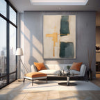 Wabi-Sabi Textured Painting Gold & Teal Modern